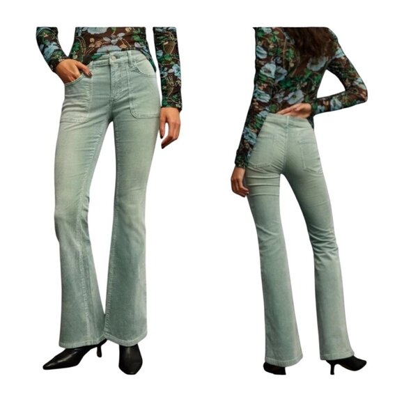 Anthropologie Denim - Anthropologie Pilcro 30 The Icon Mid-Rise Corduroy Chop Pocket Flare Jeans Green